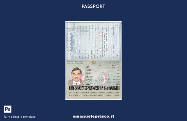 modello di passaporto yemenita in stile verificato